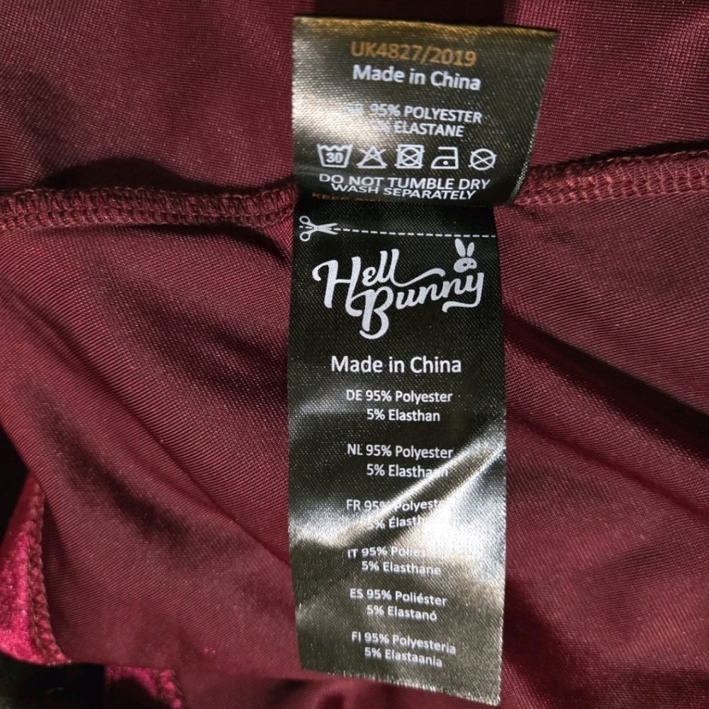 Hell Bunny Velvet Whimsigoth Goth Witchy Prudence Dress Burgundy Size XxL - Picture 9 of 10